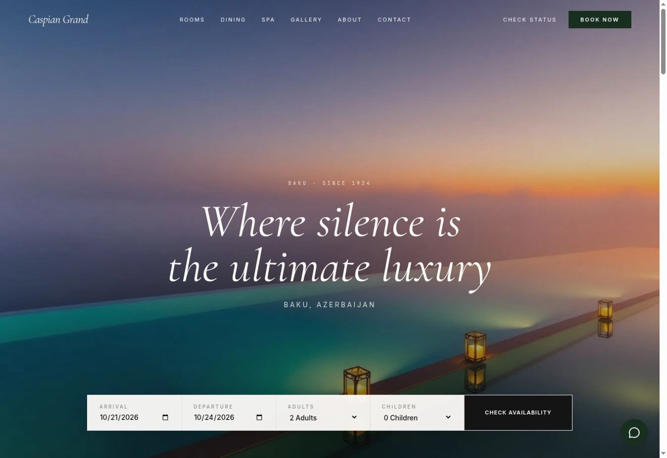 Actual homepage capture of Caspian Grand